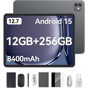 Blackview LINK 8 Tablet - Octa Core G100 Tablet - 12.7 Inch - 36 GB RAM + 256 GB ROM - Android 15 Tablet - Met Toetsenbord(QWERTY), Beschermhoes, Muis, Stylus - 8400 mAh - 90 Hz 2K FHD Scherm - Widevine L1 - 5G WiFi - Gezichtsherkenning - Zwart