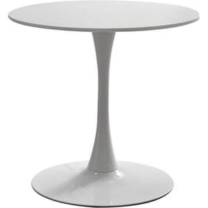 JGS® Moderne ronde tafel met wit blad, eenvoudige eettafel voor ontspanning, Scandinavische salontafel, melktheetafel, tulpenbalkon, kleine ronde tafel en stoelen (afmeting: 70 cm, kleur: wit)