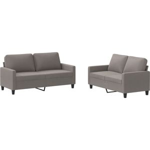 vidaXL - 2-delige - Loungeset - met - kussens - stof - taupe