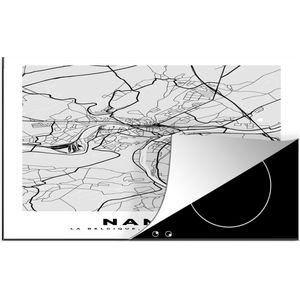 KitchenYeah® Inductie beschermer 81.2x52 cm - Stadskaart – Plattegrond – België – Zwart Wit – Namur – Kaart - Kookplaataccessoires - Afdekplaat voor kookplaat - Inductiebeschermer - Inductiemat - Inductieplaat mat