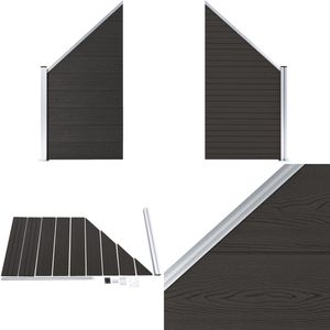 vidaXL Schuttingpaneel 95x(105-180) cm HKC zwart - Hekpaneel - Hekpanelen - Tuinhek - Tuinhekken