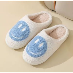 Baby-Slofje - Smiley Sloffen - Pantoffels - Wit/Lichtblauw - Kinderen