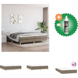 vidaXL Boxspring met matras stof taupe 200x200 cm - Bed - Inclusief Reiniger