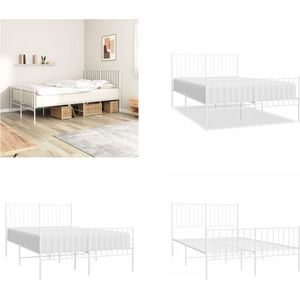 vidaXL Bedframe met hoofd- en voeteneinde metaal wit 120 x 190 cm - Bedframe - Bedframes - Tweepersoonsbed - Bed