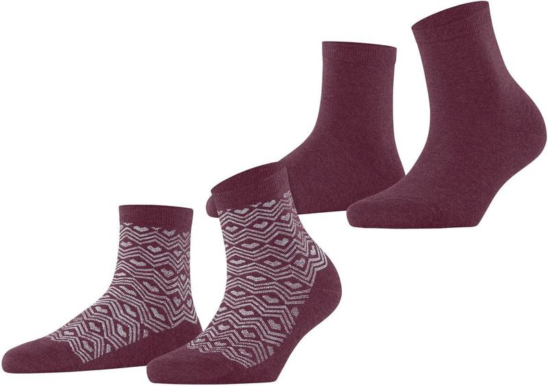 ESPRIT - Heart Pattern - Sokken - Rood - Multipack van 2 Pairs