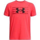 Under Armour - Tech Wordmark Logo - T-shirt - Rood - Korte Mouwen - 7 Years