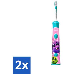2 x Philips Sonicare - Elektrische Tandenborstel - For Kids - Blauw - Inclusief Extra Opzetborstel - HX6322/04 - Elektrische Tandenborstel - Tandenborstel Voor Kinderen - Tandenpoetsen Leuk Maken - Interactieve Tandenborstel - Bluetooth Tandenborstel