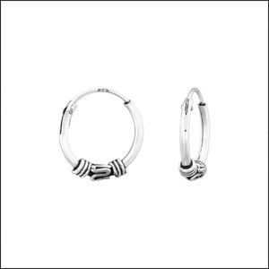Aramat jewels ® - Echt zilveren bali oorringen alkmaar 12mm geoxideerd