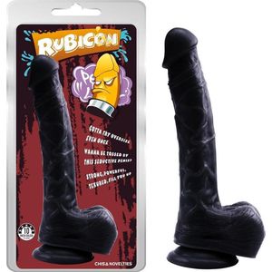 Zwarte dildo Met Zuignap En Balzak 25.4 cm