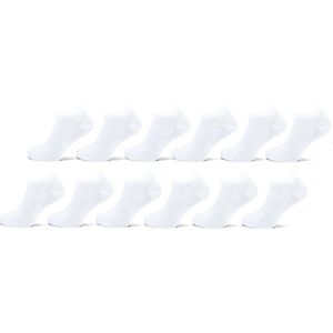 Marco Rossi Badstof Sneakersokken met Lipje - Zakt niet af - Katoen - Heren Dames Unisex - Badstof binnenzool - Lage Sokken - 12 Paar - Wit - Maat 35-38