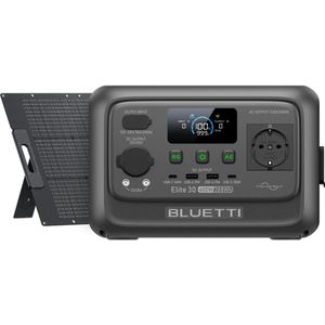 BLUETTI Elite 30 V2 600W 288Wh Powerstation met 100W zonnepanelen- ≤10 ms Pro-Grade UPS Backup - Back-up voor thuis-140 W PD snelladen -TurboBoost-opladen-<30 dB fluisterstille werking-LFP-batterij-Tot 1500 W hefvermogen-USB-C-poort-off-grid,Kamperen