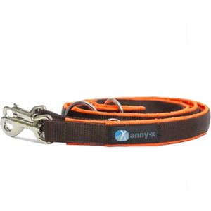 AnnyX verstelbare Hondenriem - PROTECT - Bruin/Neonoranje - Lengte 3 meter - 2,5cm breed - politielijn - Trainingslijn - My K9 - Voor middelgrote tot grote (sterke) honden