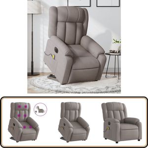 vidaXL Sta-op-massagestoel elektrisch verstelbaar - Taupe Elektrische Stoel - Massagerstoel - Sta-op Stoel - Lounge Stoel - Relaxfauteuil