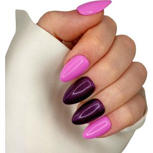 SD Press on Nails - B-249 - Plaknagels - Nagelset 20 Nagels - Roze - Gellak - Nagellak - Medium Almond Nageltips - Nepnagels met Lijm - Kunstnagels - Nail Art - Handmade - Valse nagels - Nagelvijl - Accessoires