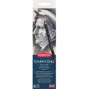 Charcoal 6 Tin (1 Light, 2 Medium and 2 Dark Charcoal Pencils plus 1 TintedCharcoal White and sharpener)