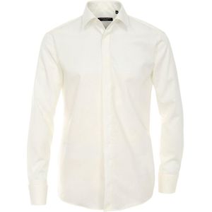 CASA MODA comfort fit overhemd (verborgen knopen) - popeline - beige - Strijkvriendelijk - Boordmaat: 45