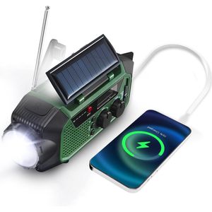 PULUZ 1 Stuks Groene Noodradio - Handmatige Oplaadbare Radio Met Zonne-Energie - Multifunctionele Outdoor Radio Met MP3 Speler - Draagbare Noodradio Voor Kamperen En Noodsituaties