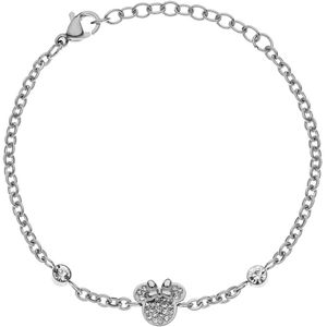 Disney 4-DIS038 Zilveren Armband Minnie Mouse - Minnie Armbandje - Disney Sieraden - 14+3cm Lengte - Ankerschakel - 2,2mm Breed - Minnie 7,6x8,9mm - Kristal - Roze - Staal - Hypoallergeen - Goudkleurig