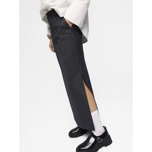 Object Adona HW Anckle Skirt Dark Grey Melange Pinstriped