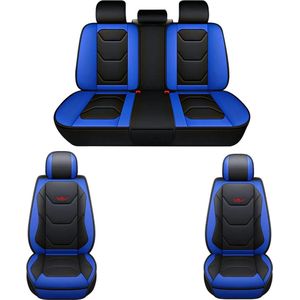 Mima® Autostoelhoes - Universeel - Luxe Stoelhoes Voor Auto - Autostoel Beschermhoes - Stoel Cover - PU Leer - Zwart- Blauw - 1 Stuks- Complete set Auto