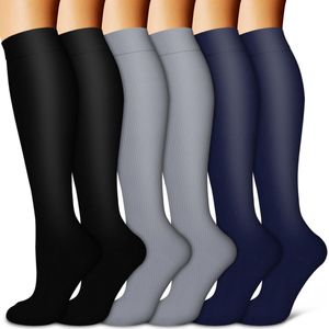 Koperen compressiekousen voor mannen en vrouwen (6 paar) - Optimale ondersteuning voor verpleging, hardlopen, wandelen en herstel (SM)