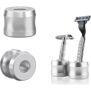 Allecto Plus - 2-pack Veiligheidsscheermes Standaard Opening Dia 0.7"" Aluminiumlegering Mannen Scheerstandaard voor Badkamerwerkbladen Zilverkleurig