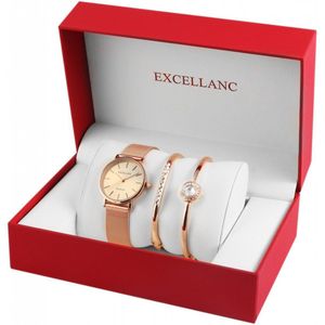 Excellanc horlogeset / giftset dameshorloge met 2 armbanden  - rosekleurig