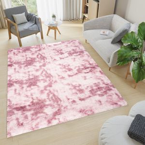 Tapiso Silk Dyed Vloerkleed Roze Hoogpolig Antislip Modern Woonkamer Slaapkamer Tapijt Maat- 120x170