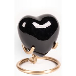Crematie urn | Messing urn | Kleine urn hart zwart | Mini urn | Hartjes urn | 0.11 liter