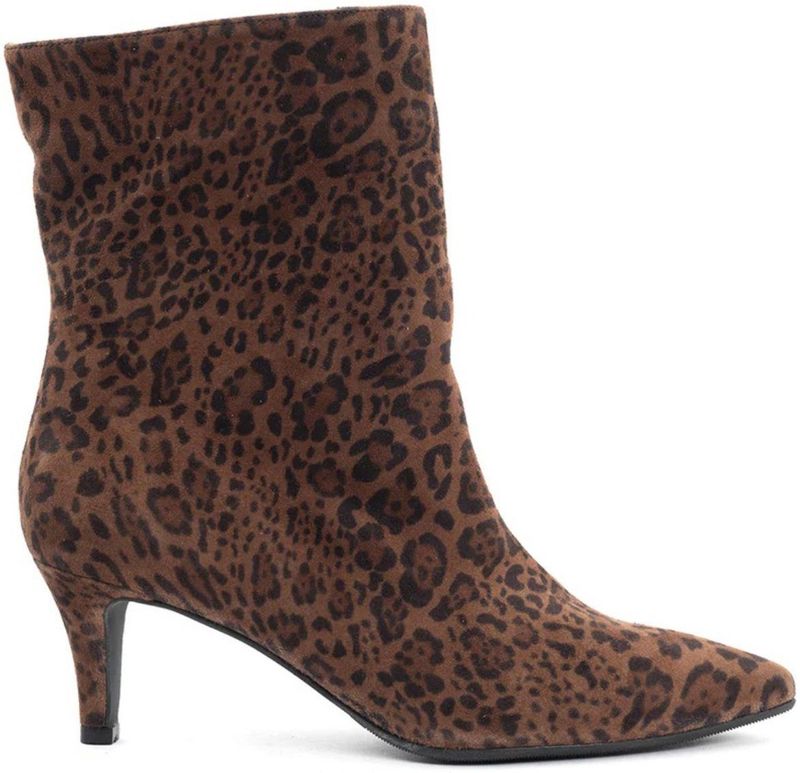 Babouche - Alison - Enkellaarsjes - Beige en Zwart - Cheeta Print
