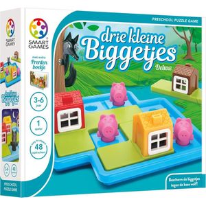 SmartGames - Drie Kleine Biggetjes Deluxe - Kleuterspel vanaf 3 jaar - 48 puzzel opdrachten - met extra sprookjesboek