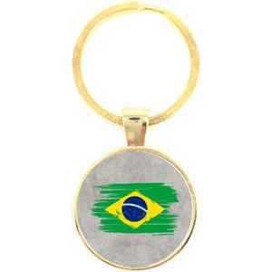 Sleutelhanger Glas - Vlag Brazilie