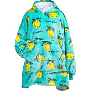 Vitapur Hoodie Deken - Plaid - Snuggle hoodie - Hoodie deken - Fleece Deken - Snuggie - Deken - Cadeau - Citroen