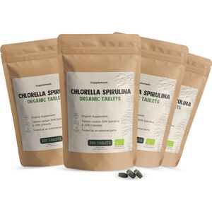 Cupplement - Spirulina Chlorella - Tabletten - Biologisch - 500 MG per Tablet - 4 Zakken