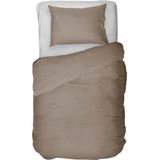 Kayori - Susa - Flanellen Dekbedovertrek - Mokka - 1-persoons 140x200/220cm + 1 Sloop