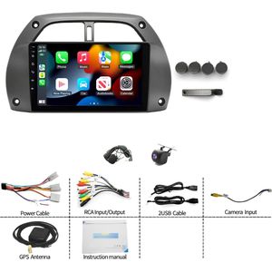 Premium 9"" Car Radio Android 15 4GB+64GB Fit Toyota RAV4 2001-2006, GPS Navi SWC DAB+ Bluetooth with AHD Night Vision Camera
