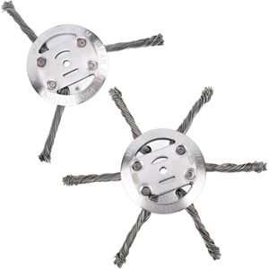 2 stuks stalen draad grastrimmerkoppen, onkruidverwijderaar met 3 en 6 draadmessen, roterende borstel onkruidmaaierkop vervanging voor kleine elektrische grasmaaiers