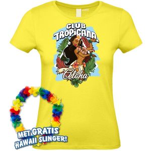 Dames t-shirt Hula Meisje Aloha | Toppers in Concert 2024 | Club Tropicana | Hawaii Shirt | Ibiza Kleding | Lichtgeel Dames | maat XL