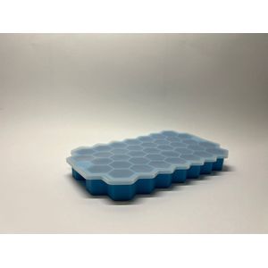 Ijsblokjesvorm met deksel - Keukengerei - Siliconen vorm en deksel - Blauw