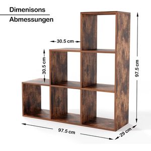 Vakkenkast - Opbergkasten - Opbergkast - Opbergkast speelgoed - Speelgoed organizer - Vakkenkast roomdivider - 24 kg - Hout - Bruin - 130 x 29 x 130 cm