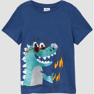 T-shirt - Regular-fit - Katoenen Jersey - Met Print en Pailletten