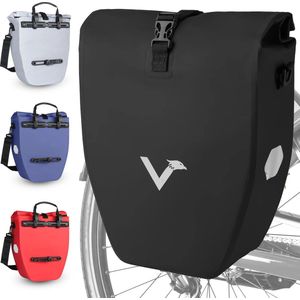 Waterdichte bagagedragertas - ValkBasic - Zwart - 20L capaciteit - Fietstas voor bagagedrager met reflectoren in zwart