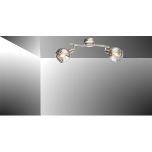 Trango 2- vlam Roestvrij stalen optiek 1010-28SD Draaibare plafondlamp *WOW* incl. 2x 3-traps dimbare LED-lamp 3000K warm wit Plafondlamp met design rokerige glazen kappen Plafondspot woonkamer