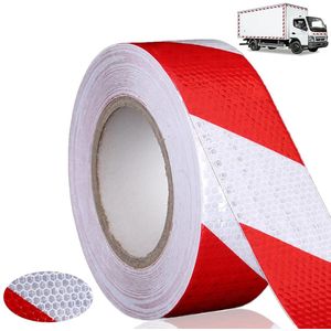 Allecto plus - Reflecterende tape, zelfklevend, 25 meter x 5 cm, rood en wit - Voor waarschuwingsmarkeringen, veiligheid - Reflectieband met 2 - 3 zoekwoorden.