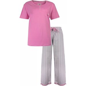 Tenderness Dames Pyjama - Katoen - Polo Sluiting - Roze - Maat S
