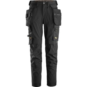 Snickers 6775 AllroundWork, 4-way Stretch Dames Werkbroek met Afneembare Holsterzakken - Zwart/Zwart - 34