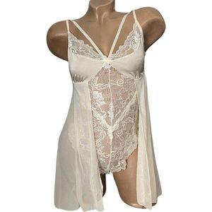 Lingerieset body met kant onesize 38-42 roomwit