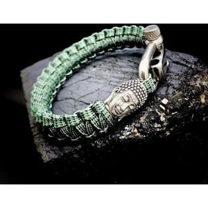 Paracord Armband met 925 Zilveren 3D Buddha Bedel (Spacer) van 12 gram Zilver, Stainless Steel (RVS) slot verstelbaar in 3 maten .