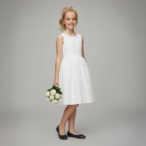 La V elegante kant jurk met mouwloze Wit 140