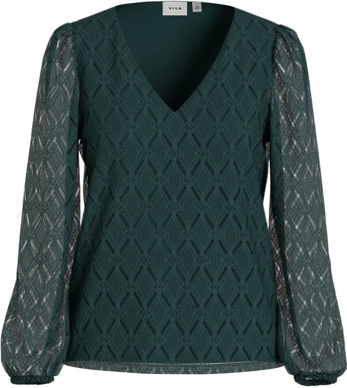 Vila - Vifero V-neck Top - Zwart - T-shirt - Dames